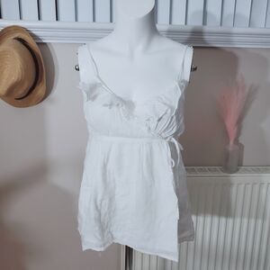 2/$30- Vintage Y2k Flutter Spaghetti Strap Fit And Flare Flounce Top